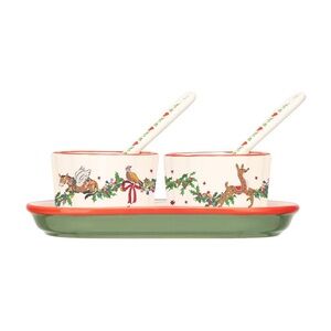 NIB Cath Kidston London | Ceramic Condiment Pot Serving Set Spoons & Tray